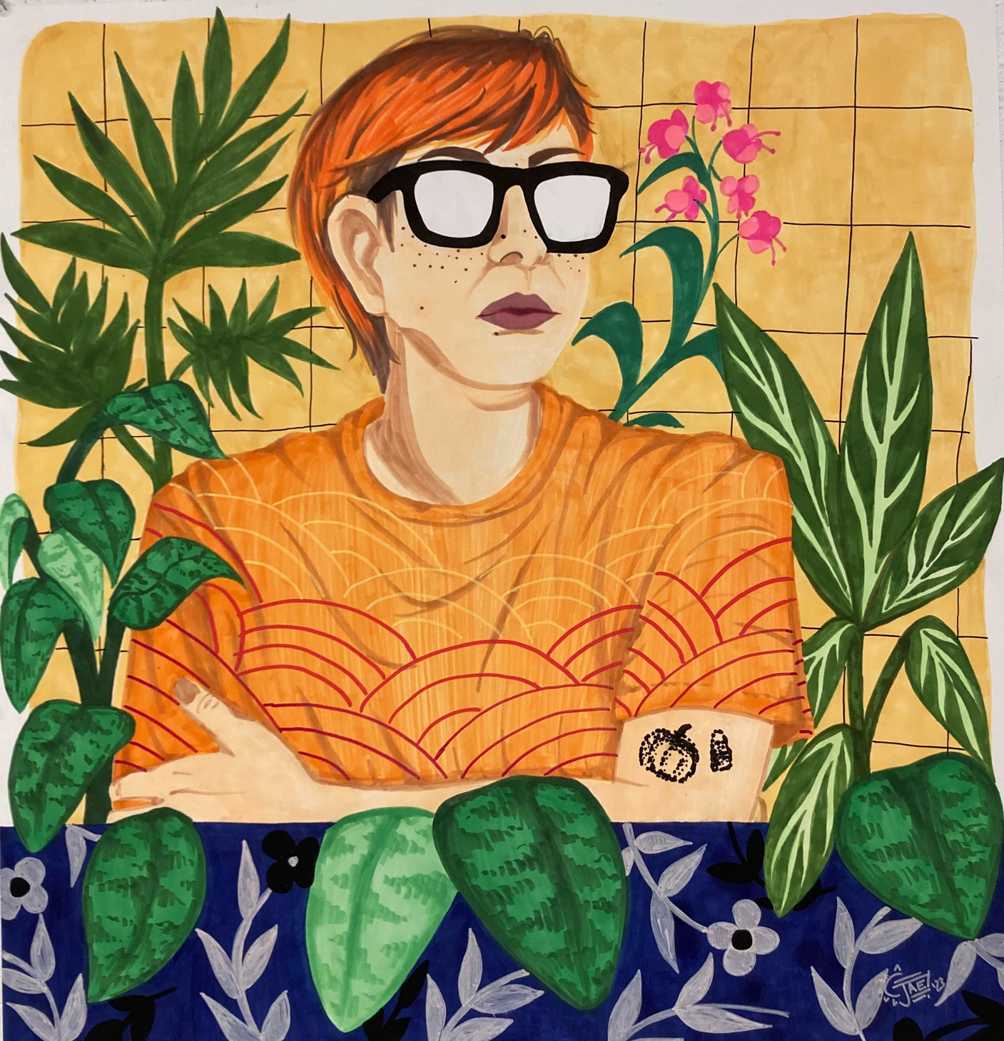 Self Portrait | Alcohol Markers | 2023